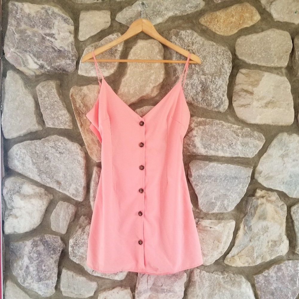 Eaeley Fushi Peachy Pink Halter button down dress
